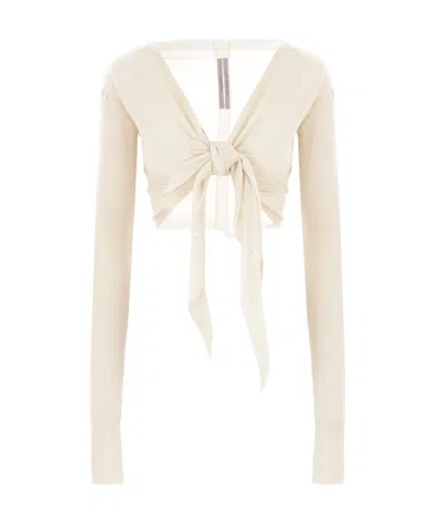 Rick Owens Long-sleeved Cardigan In White