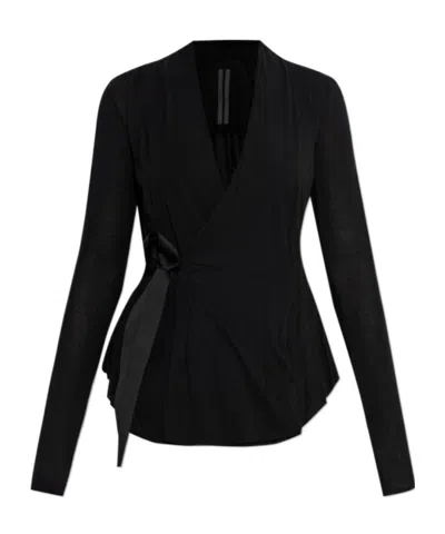 Rick Owens Tie-front Long-sleeve Cardigan In Black