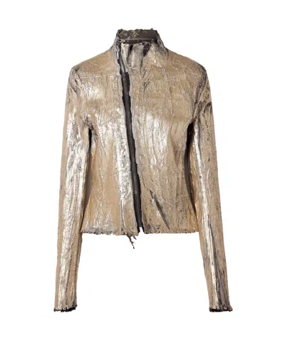 Rick Owens Long-sleeved Casual Jacket In Gold