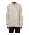 Rick Owens Off-white Hollywood Outershirt Leather Overshirt In Nude