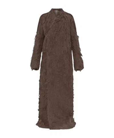 RICK OWENS RICK OWENS LONG-SLEEVED SHEARLING COAT