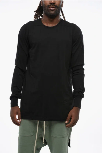 RICK OWENS LONG SLEEVED CREW-NECK T-SHIRT WITH LOGOED DETAIL