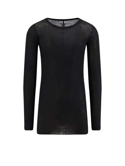 Rick Owens Long Sleeved Crewneck T-shirt In Black