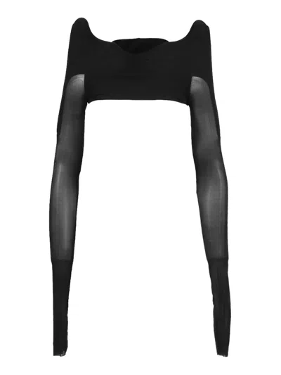 Rick Owens Long-sleeved Crop Top In Black