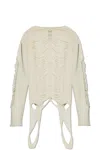 Rick Owens Torn Ivory Sweater In Wool In White