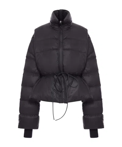 Rick Owens Long-sleeved Down Jacket In Black