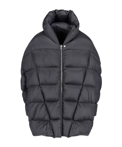 Rick Owens Long-sleeved Down Jacket In Black