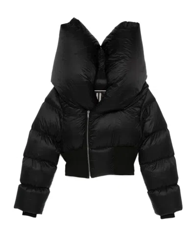 Rick Owens Long-sleeved Down Jacket In Black