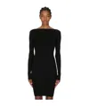 Rick Owens Ribbed Long-sleeved Day Dress In Black