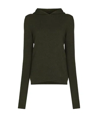Rick Owens Long-sleeved Hooded Sweater In Black