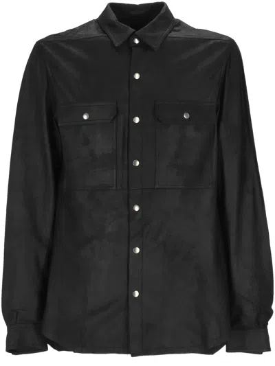 RICK OWENS LEATHER SHIRT JACKET