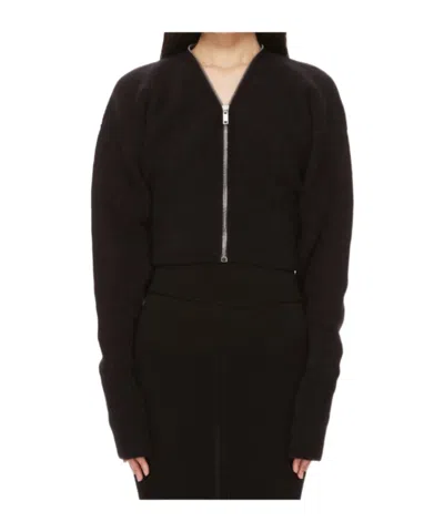 Rick Owens Long-sleeved Knitted Cardigan In Black