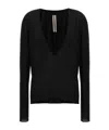 Rick Owens Deep V Neck Knitwear Long Sleeve Sweater In Black