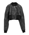 Rick Owens Long-sleeved Leather Jacket In Black