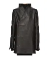Rick Owens Long-sleeved Leather Jacket In Black
