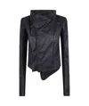 Rick Owens Long-sleeved Leather Jacket In Black