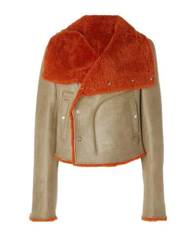 Rick Owens Long-sleeved Leather Jacket In Multi