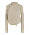 Rick Owens Low Neck Biker Casual Jackets And Parka Pink In Nude