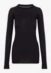 Rick Owens Ribbed Long-sleeve Top With Signature Back Stitching In Black