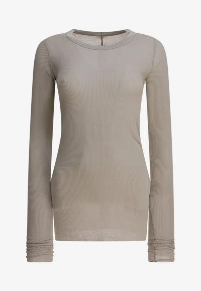Rick Owens Long-sleeved Semi Sheer T-shirt In Neutral