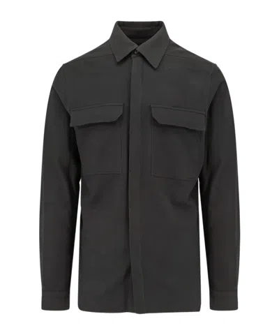 Rick Owens Fleece Textured Work Shirt In Black
