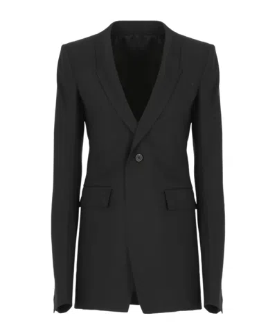 Rick Owens Long Sleeved Suit Jacket In Black