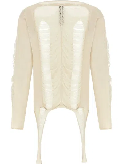 Rick Owens Long-sleeved Sweater In White