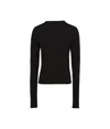 Rick Owens Black Long Sleeve Top With Crewneck In Cashmere And Wool Man In Black