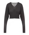 Rick Owens Cropped Virgin Wool Pullover V-neck In Black