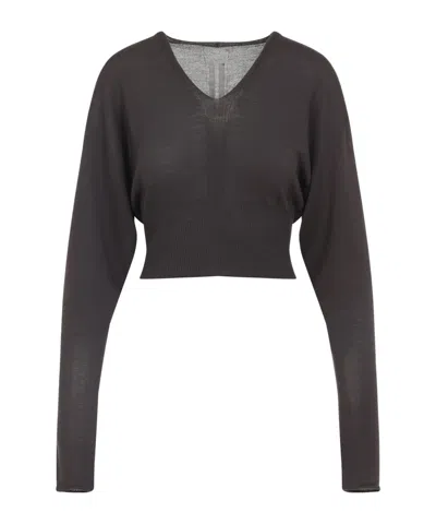 RICK OWENS V-NECK WOOL BLOUSE