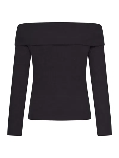 Rick Owens Ribbed Sweater With Off-the-shoulder In Blue