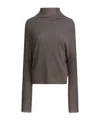 Rick Owens Ribbed High-neck Sweater In Brown