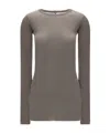Rick Owens Cotton Crew Neck Slim Fit Jersey In Brown