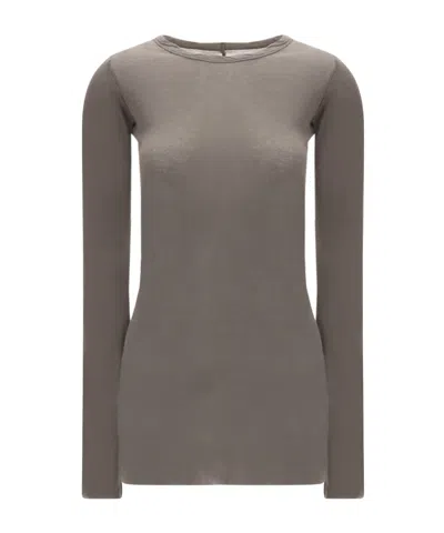 RICK OWENS LONG-SLEEVE UNSTITCHED-HEM T-SHIRT