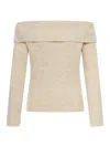 Rick Owens Ribbed Sweater With Off-the-shoulder In Neutral