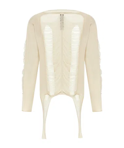 RICK OWENS RICK OWENS LONG SLEEVED DISTRESSED KNITTED TOP