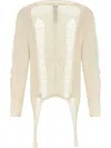 Rick Owens Torn Ivory Sweater In Wool In Nude & Neutrals