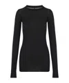 Rick Owens Ribbed Long-sleeve Top With Signature Back Stitching In Black