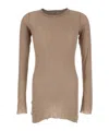 Rick Owens Brown Long-sleeve T-shirt In Viscose And Silk Blend Man In Brown