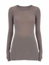 Rick Owens Grey Solid Round Neck T-shirt In Brown