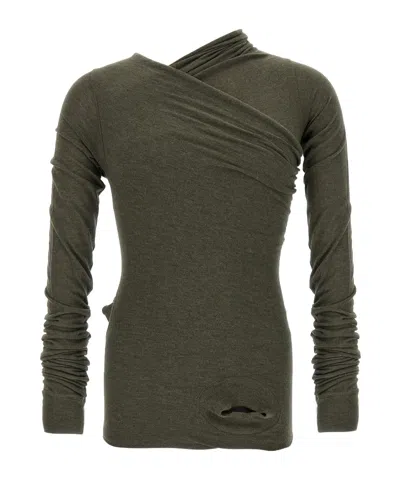 Rick Owens Long-sleeved T-shirt In Green