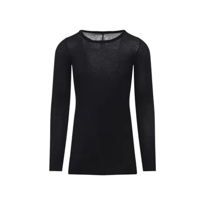 Rick Owens Long-sleeved Top With Subtle Back Closure In Black