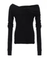 Rick Owens Hollywood Banana Off-shoulder Ruched T-shirt In Black