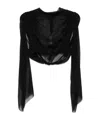 Rick Owens Womens Claudette Bell-sleeves Silk Top Black In Black