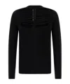 Rick Owens Black Concordians Ls Grid Knit Sweater In Black