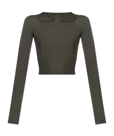 Rick Owens Cut-out Long-sleeve Top In Brown
