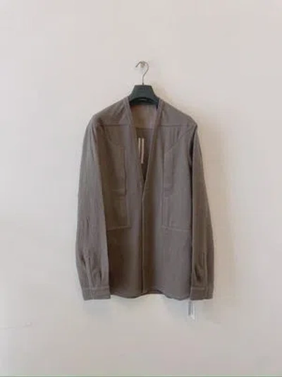 Rick Owens Long-sleeved V-neck Shirt In Gray