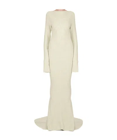 Rick Owens Long-sleeved Wool Dress In Nude
