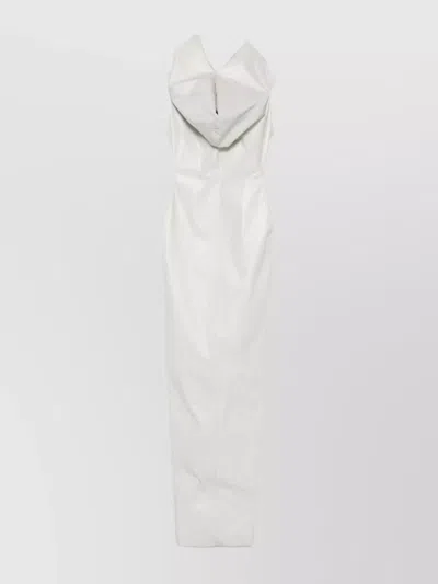 Rick Owens Long Sleeveless Maxi Dress With High Collar In White