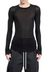 Rick Owens Forever Rib Ls T In Mini Rib Jersey In Black